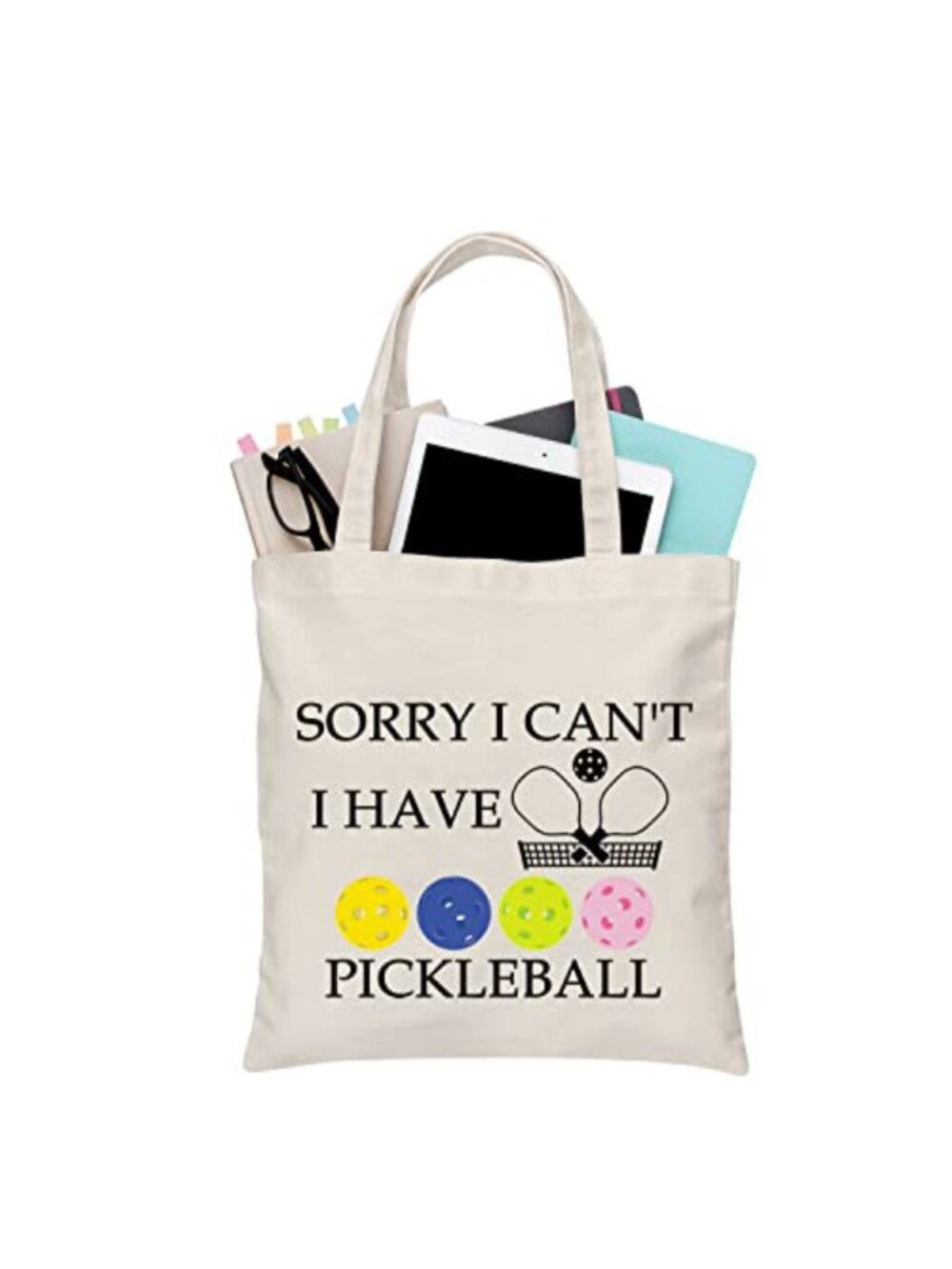 Pickleball Canvas Tote Bag Reusable Grocery Bag Waterproof Canvas